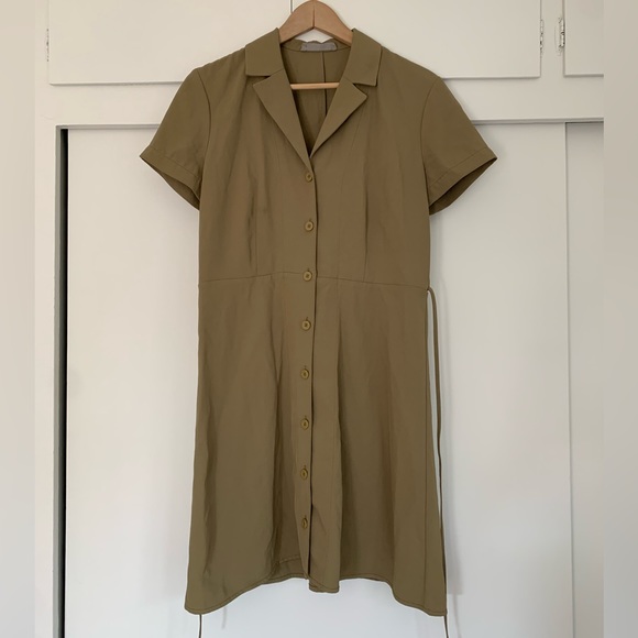 Everlane The Japanese Go Weave Button Down Shirt Dress Green 6 - Picture 4 of 6